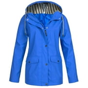 Spring Winter Warm Coat Women Solid Rain Jacket Outdoor Plus Size Hooded Raincoat Windproof,Size S-5XL